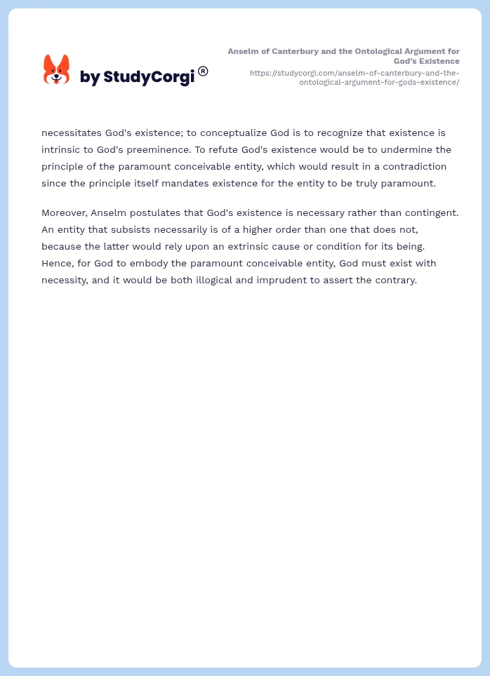 Anselm of Canterbury and the Ontological Argument for God’s Existence. Page 2