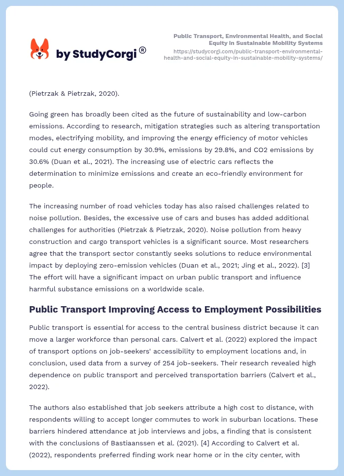 Public Transport, Environmental Health, and Social Equity in Sustainable Mobility Systems. Page 2