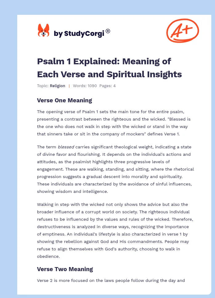 Psalm 1 Explained: Meaning of Each Verse and Spiritual Insights. Page 1
