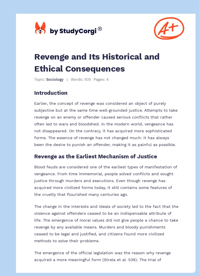 Revenge and Its Historical and Ethical Consequences. Page 1