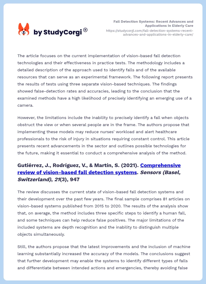 Fall Detection Systems: Recent Advances and Applications in Elderly Care. Page 2