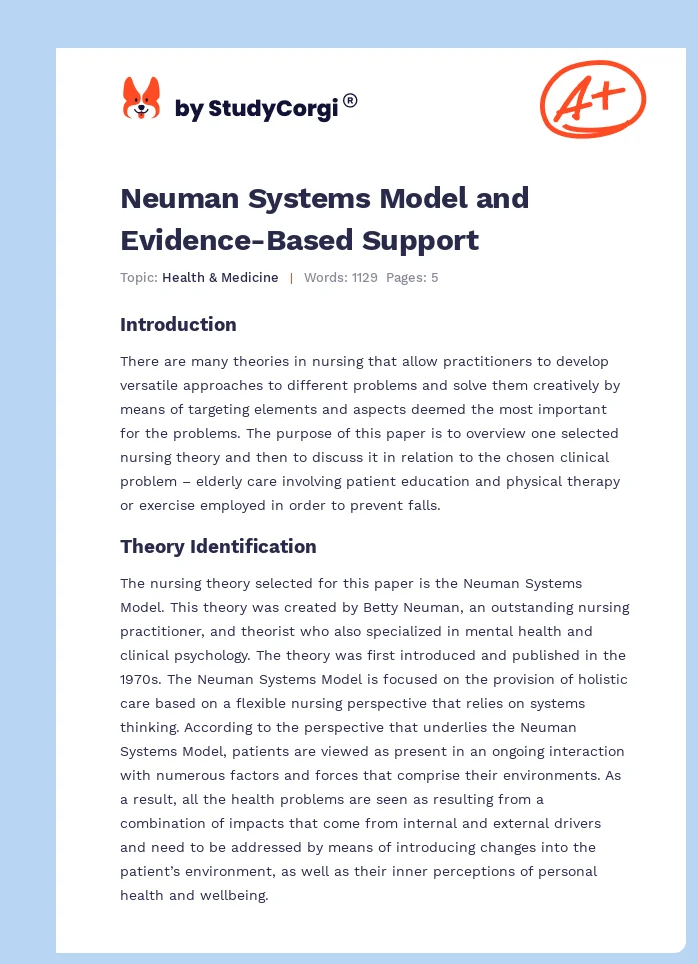 Neuman Systems Model and Evidence-Based Support. Page 1