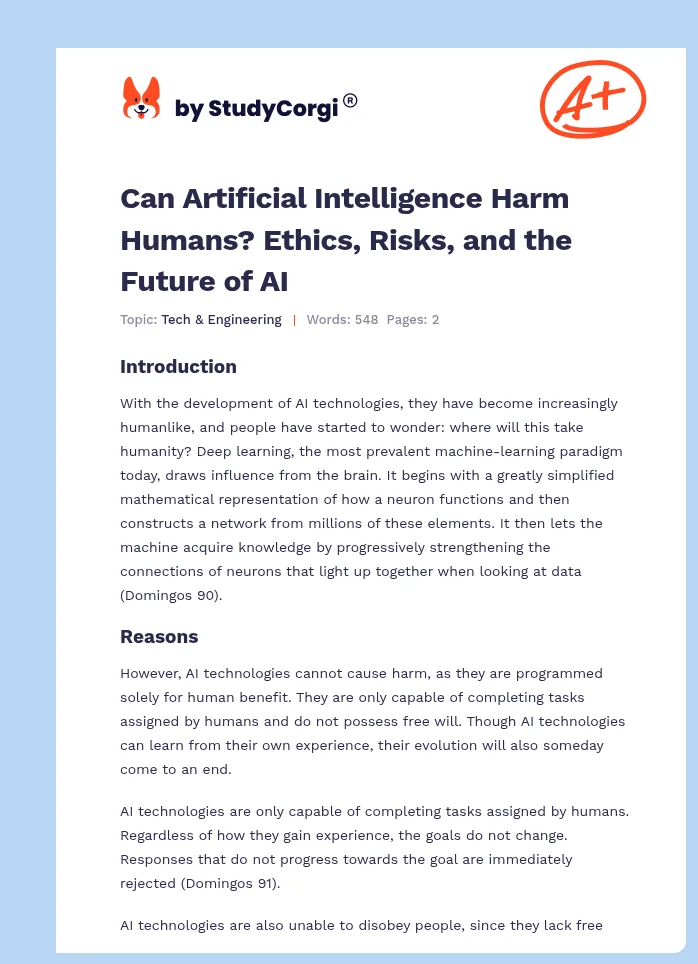 Can Artificial Intelligence Harm Humans? Ethics, Risks, and the Future of AI. Page 1