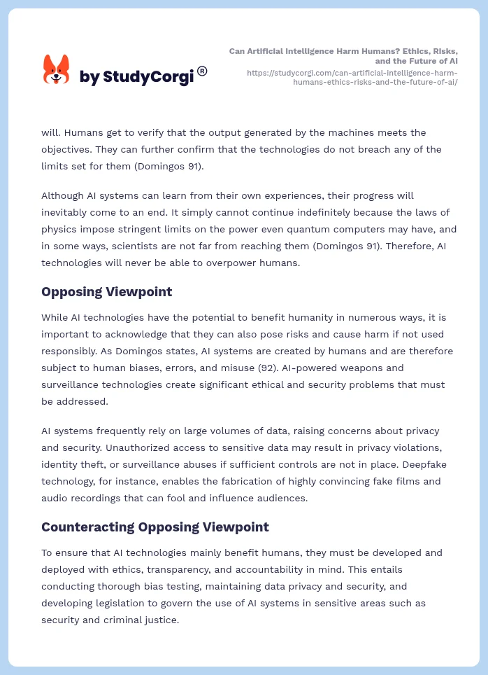 Can Artificial Intelligence Harm Humans? Ethics, Risks, and the Future of AI. Page 2