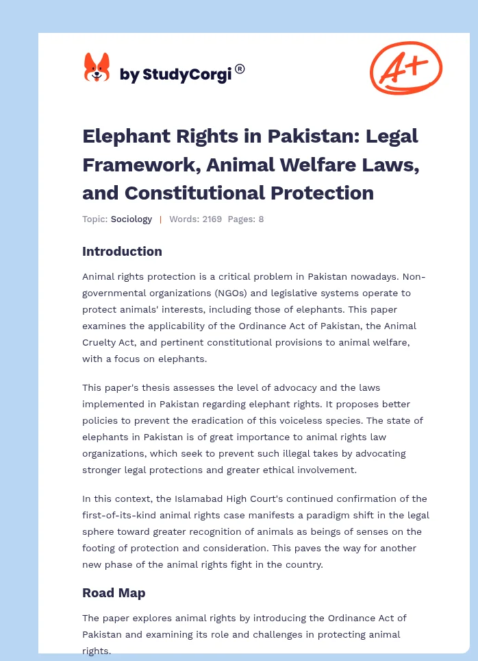 Elephant Rights in Pakistan: Legal Framework, Animal Welfare Laws, and Constitutional Protection. Page 1