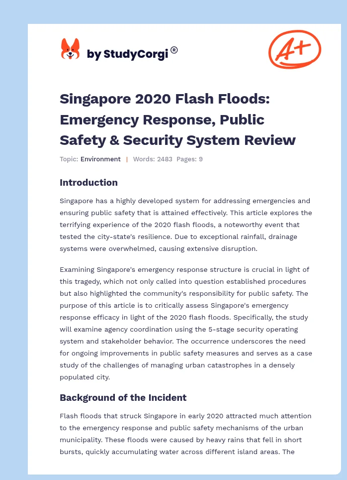 Singapore 2020 Flash Floods: Emergency Response, Public Safety & Security System Review. Page 1