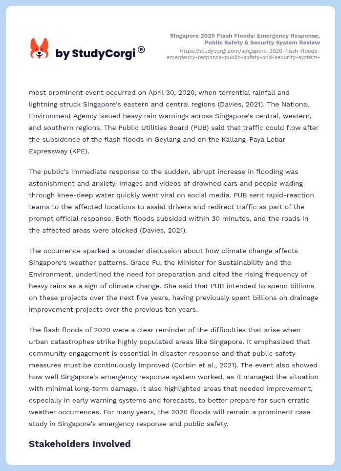 Singapore 2020 Flash Floods: Emergency Response, Public Safety & Security System Review. Page 2