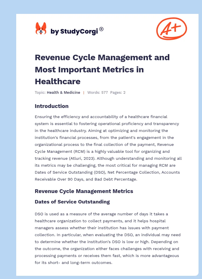 Revenue Cycle Management and Most Important Metrics in Healthcare. Page 1