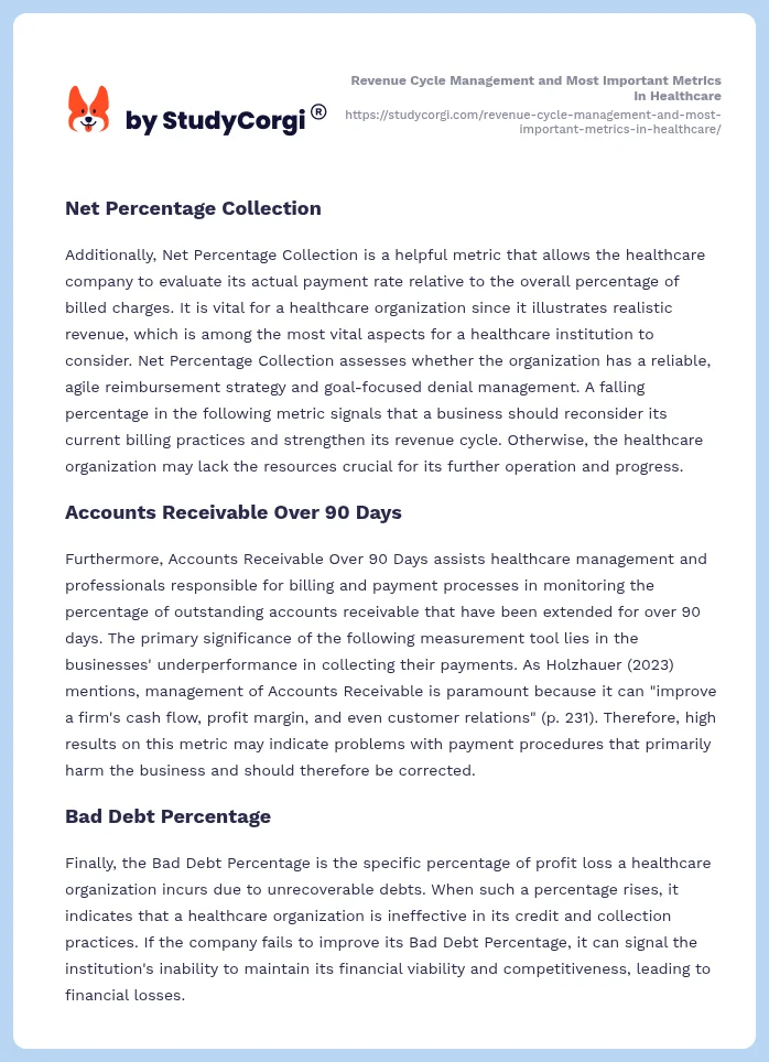 Revenue Cycle Management and Most Important Metrics in Healthcare. Page 2