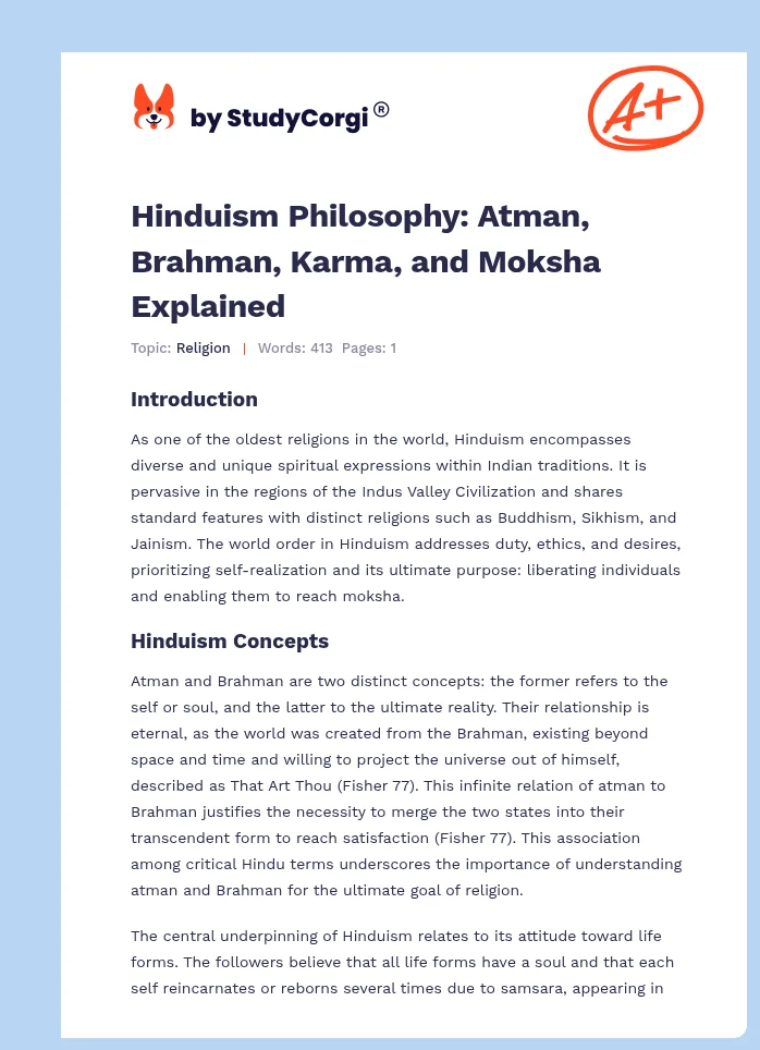 Hinduism Philosophy: Atman, Brahman, Karma, and Moksha Explained. Page 1