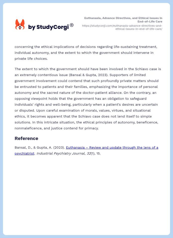 Euthanasia, Advance Directives, and Ethical Issues in End-of-Life Care. Page 2