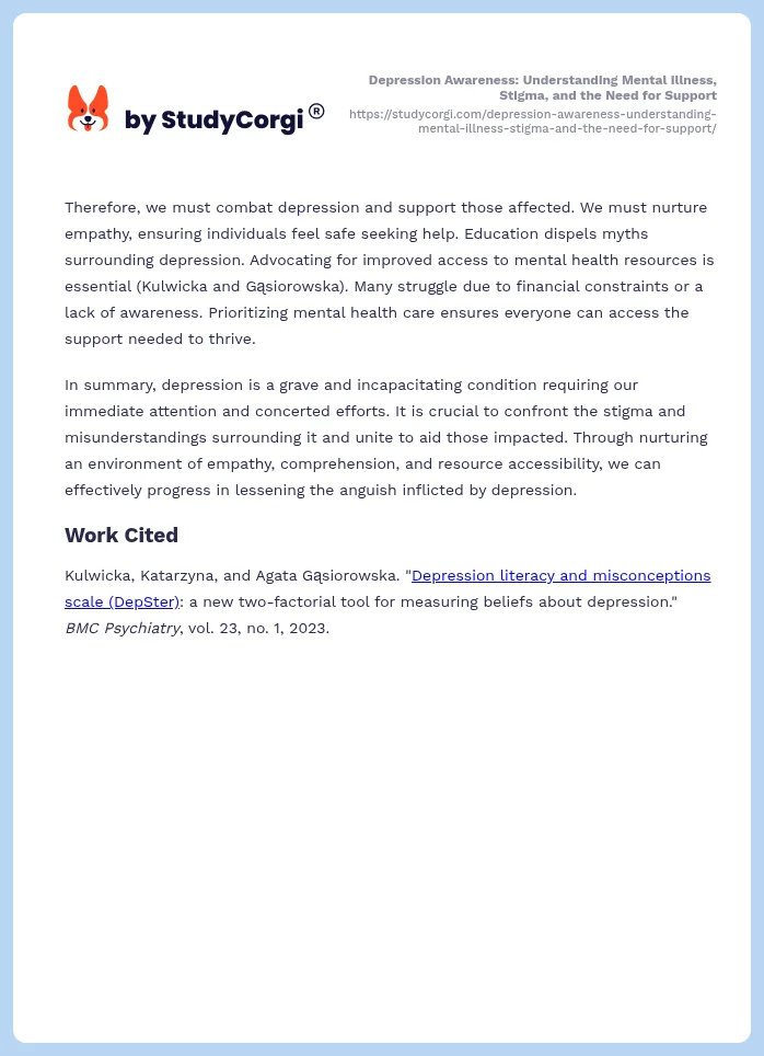 Depression Awareness: Understanding Mental Illness, Stigma, and the Need for Support. Page 2