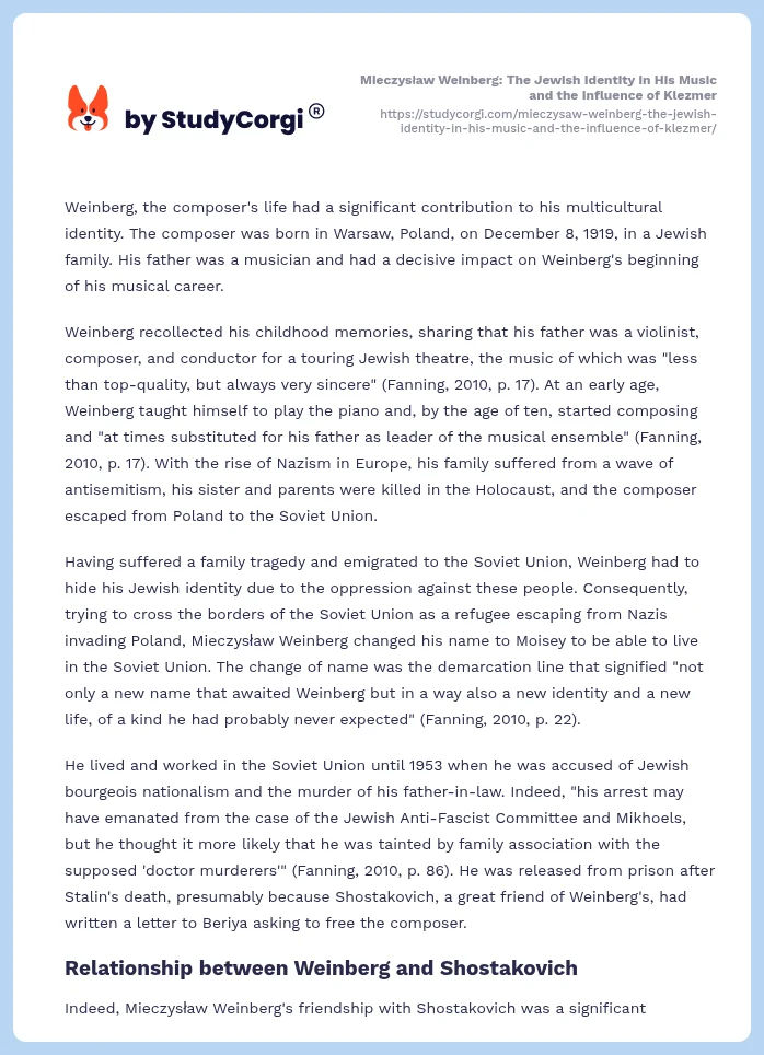 Mieczysław Weinberg: The Jewish Identity in His Music and the Influence of Klezmer. Page 2