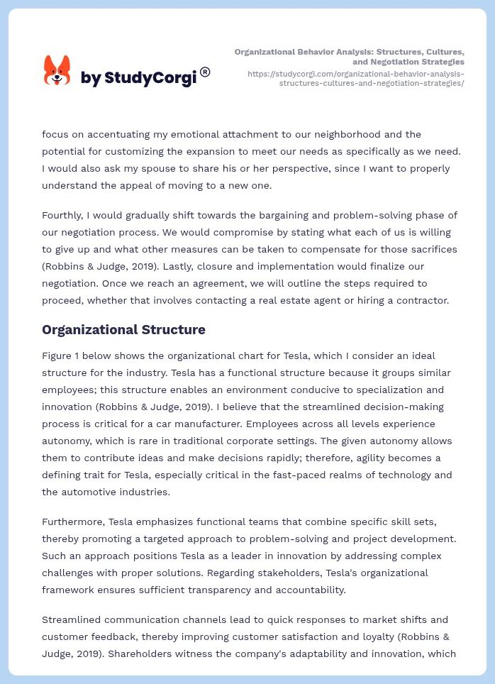 Organizational Behavior Analysis: Structures, Cultures, and Negotiation Strategies. Page 2