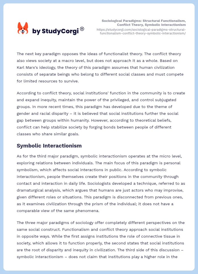 Sociological Paradigms: Structural Functionalism, Conflict Theory, Symbolic Interactionism. Page 2
