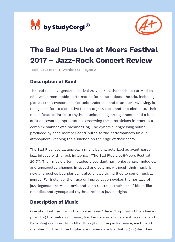 The Bad Plus Live at Moers Festival 2017 – Jazz-Rock Concert Review. Page 1