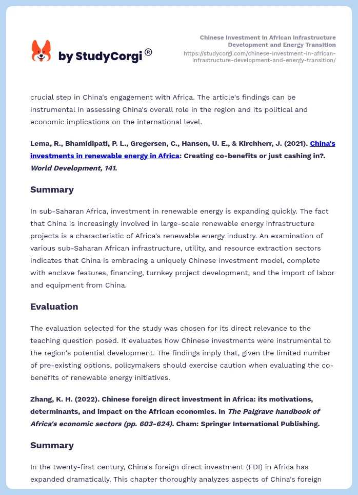 Chinese Investment in African Infrastructure Development and Energy Transition. Page 2