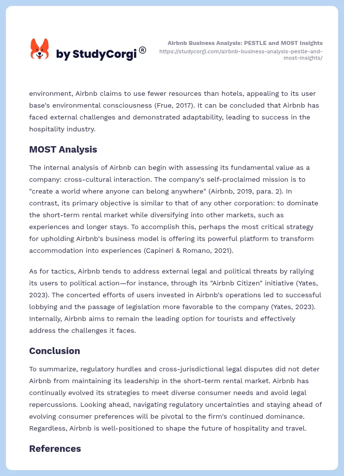 Airbnb Business Analysis: PESTLE and MOST Insights. Page 2