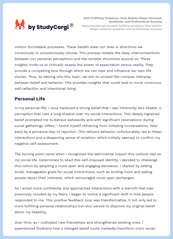 Self-Fulfilling Prophecy: How Beliefs Shape Personal, Academic, and Professional Success. Page 2