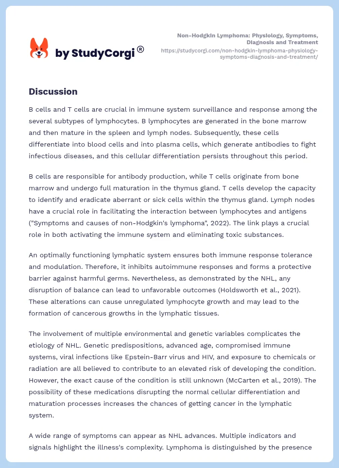 Non-Hodgkin Lymphoma: Physiology, Symptoms, Diagnosis and Treatment. Page 2
