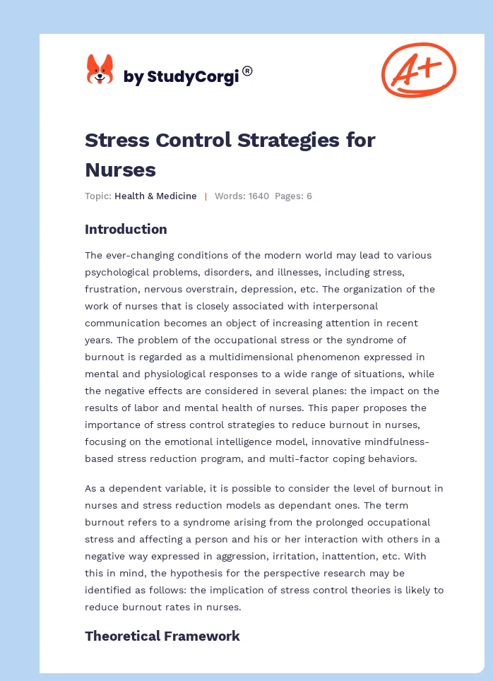 Stress Control Strategies for Nurses. Page 1