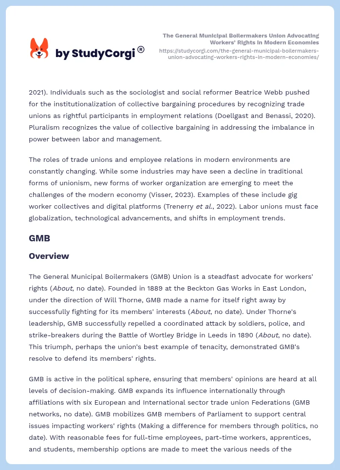 The General Municipal Boilermakers Union Advocating Workers’ Rights in Modern Economies. Page 2
