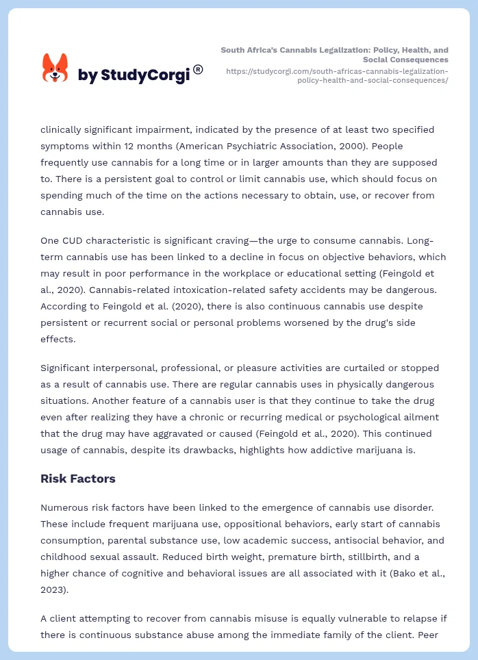 South Africa’s Cannabis Legalization: Policy, Health, and Social Consequences. Page 2