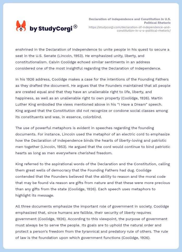 Declaration of Independence and Constitution in U.S. Political Rhetoric. Page 2