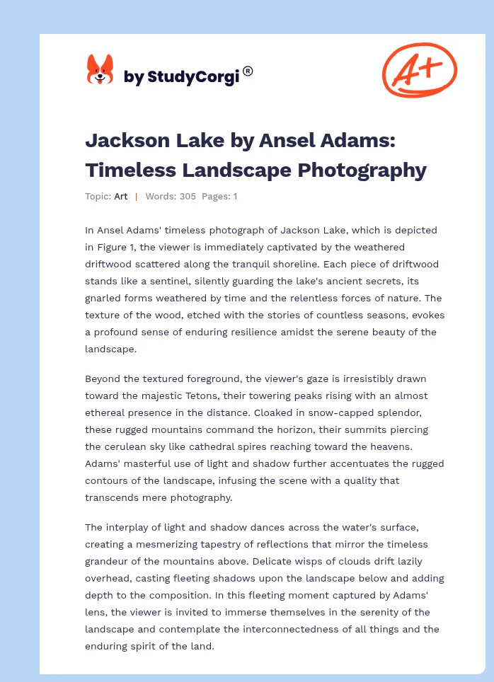 Jackson Lake by Ansel Adams: Timeless Landscape Photography. Page 1