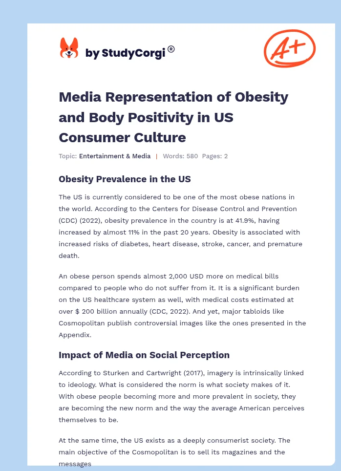 Media Representation of Obesity and Body Positivity in US Consumer Culture. Page 1