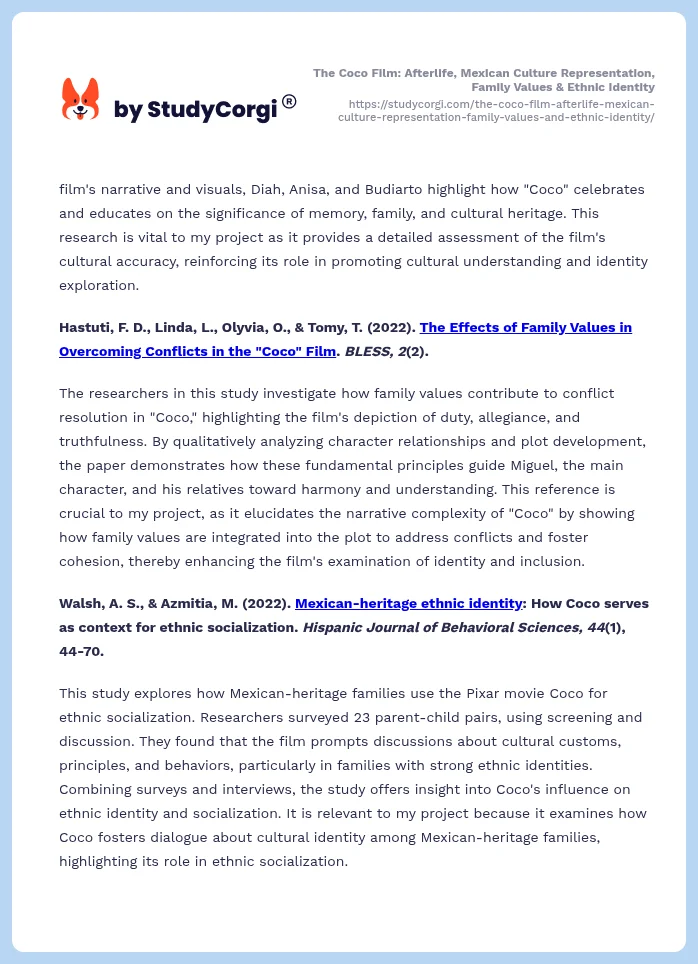 The Coco Film: Afterlife, Mexican Culture Representation, Family Values & Ethnic Identity. Page 2