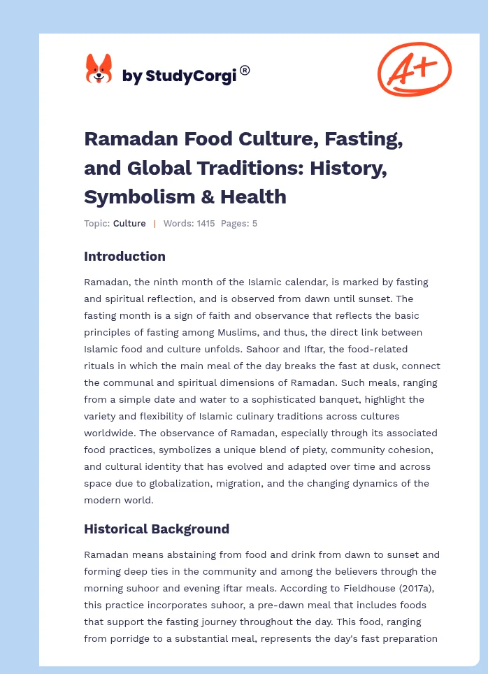 Ramadan Food Culture, Fasting, and Global Traditions: History, Symbolism & Health. Page 1