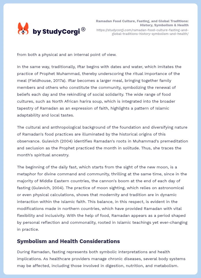 Ramadan Food Culture, Fasting, and Global Traditions: History, Symbolism & Health. Page 2