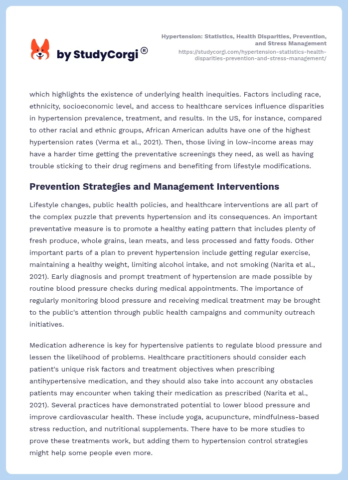 Hypertension: Statistics, Health Disparities, Prevention, and Stress Management. Page 2