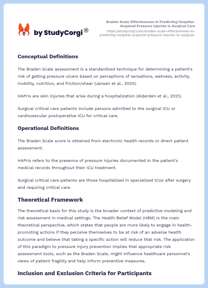 Braden Scale Effectiveness in Predicting Hospital-Acquired Pressure Injuries in Surgical Care. Page 2