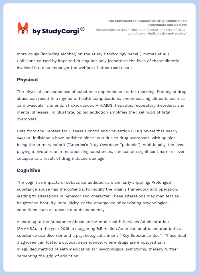 The Multifaceted Impacts of Drug Addiction on Individuals and Society. Page 2
