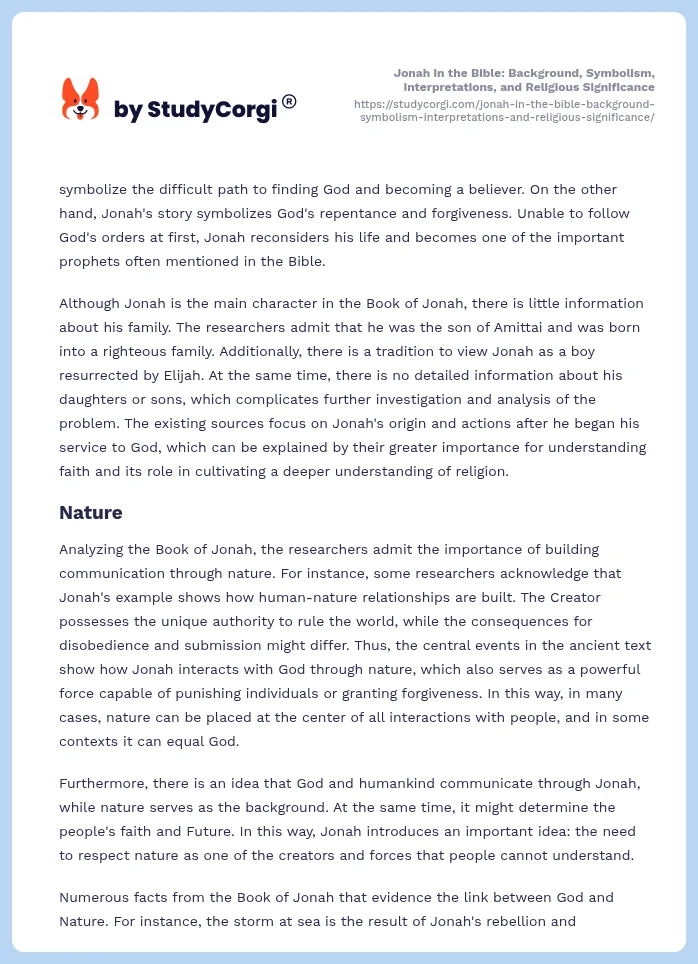 Jonah in the Bible: Background, Symbolism, Interpretations, and Religious Significance. Page 2