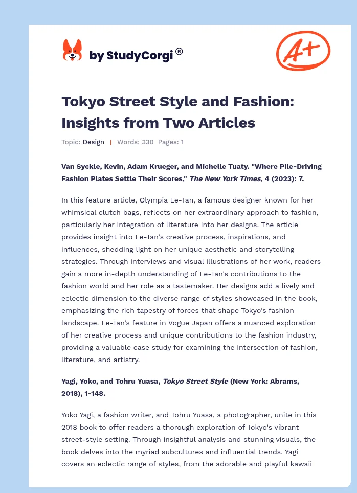 Tokyo Street Style and Fashion: Insights from Two Articles. Page 1