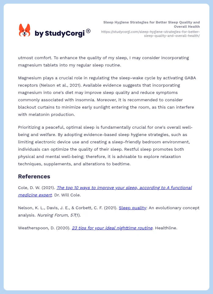 Sleep Hygiene Strategies for Better Sleep Quality and Overall Health. Page 2
