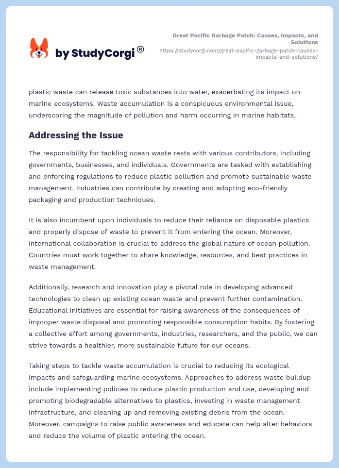 Great Pacific Garbage Patch: Causes, Impacts, and Solutions. Page 2