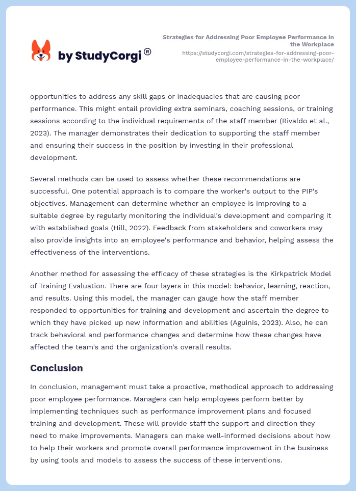 Strategies for Addressing Poor Employee Performance in the Workplace. Page 2