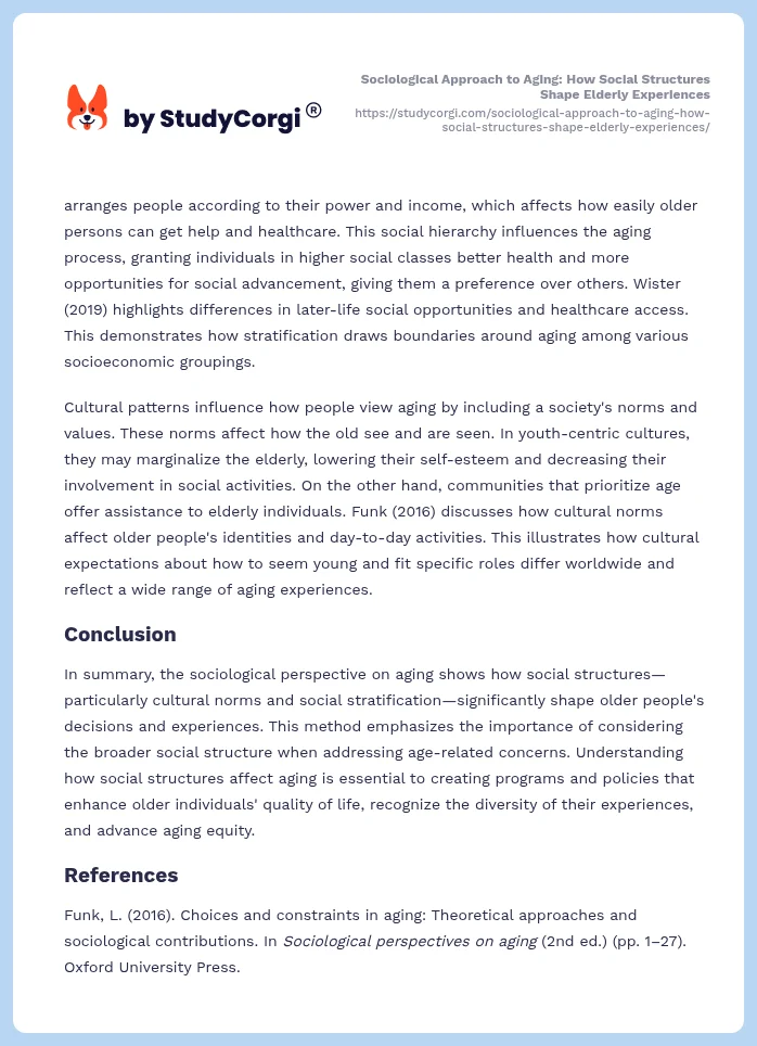 Sociological Approach to Aging: How Social Structures Shape Elderly Experiences. Page 2