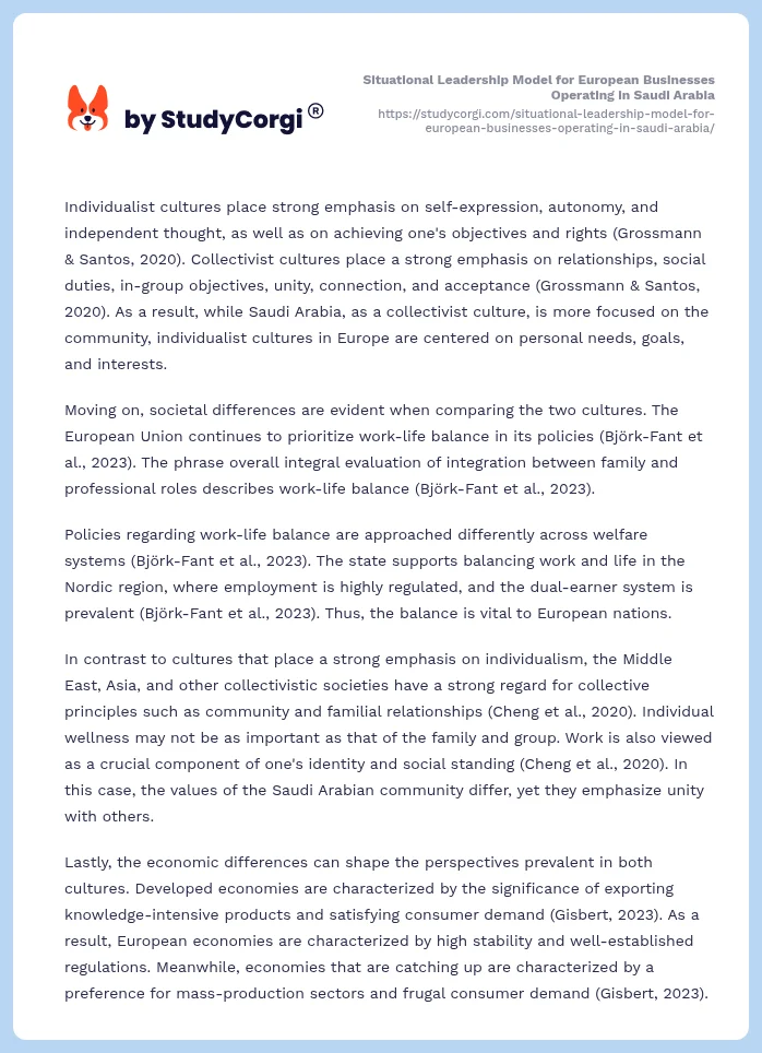 Situational Leadership Model for European Businesses Operating in Saudi Arabia. Page 2