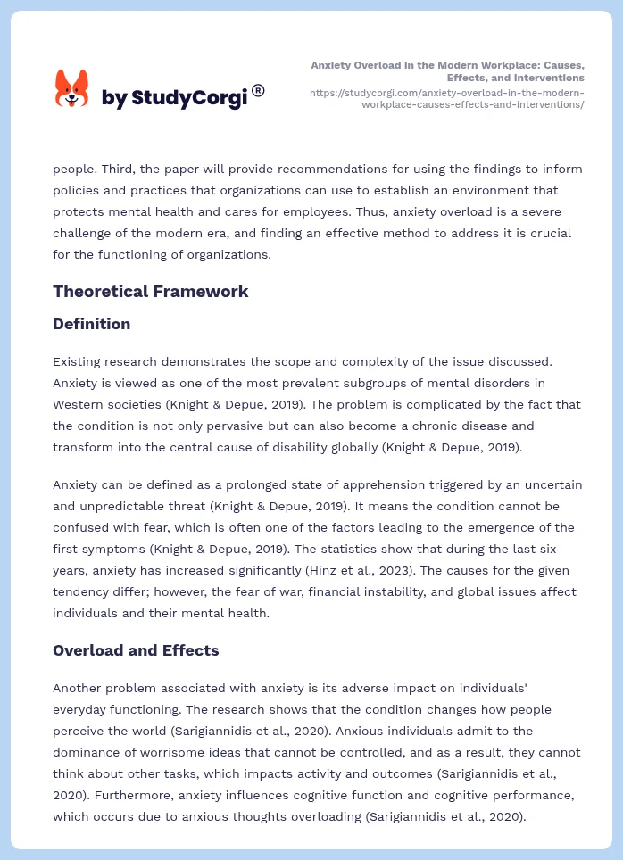 Anxiety Overload in the Modern Workplace: Causes, Effects, and Interventions. Page 2
