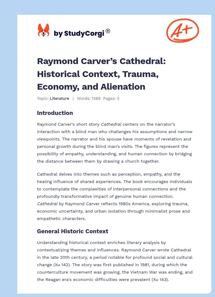 Raymond Carver’s Cathedral: Historical Context, Trauma, Economy, and Alienation. Page 1