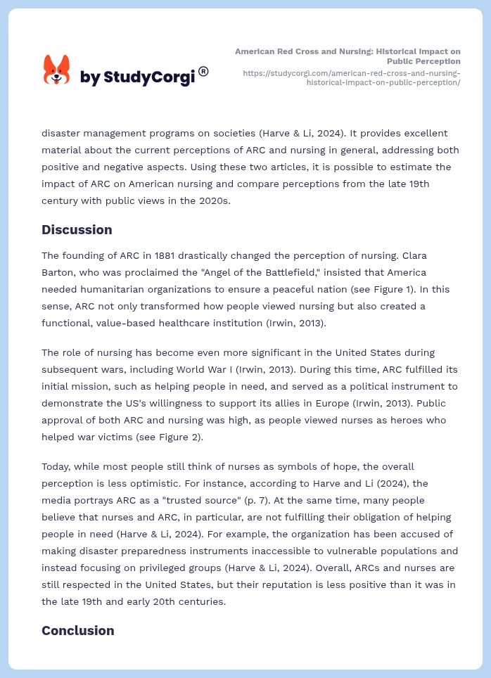 American Red Cross and Nursing: Historical Impact on Public Perception. Page 2