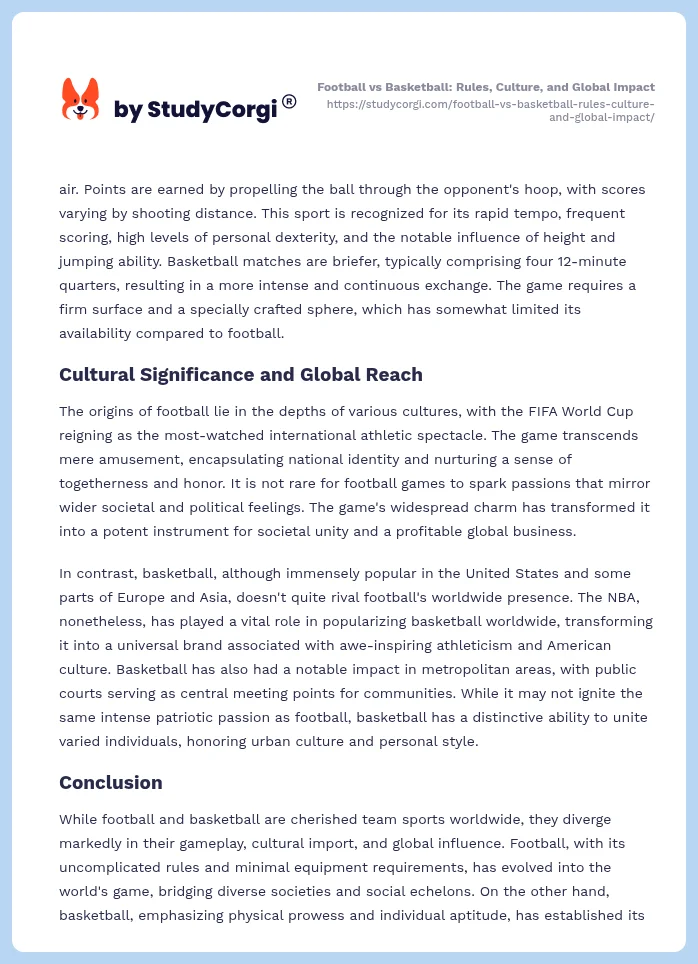 Football vs Basketball: Rules, Culture, and Global Impact. Page 2