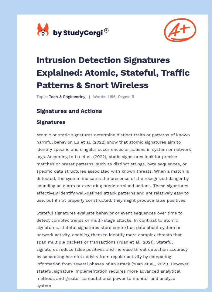 Intrusion Detection Signatures Explained: Atomic, Stateful, Traffic Patterns & Snort Wireless. Page 1