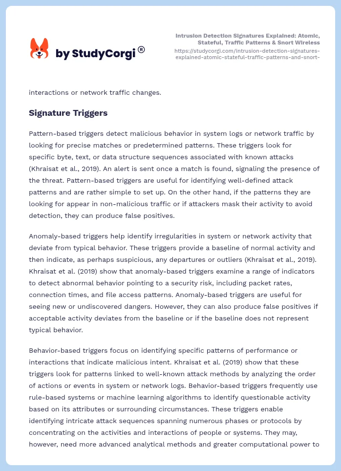 Intrusion Detection Signatures Explained: Atomic, Stateful, Traffic Patterns & Snort Wireless. Page 2
