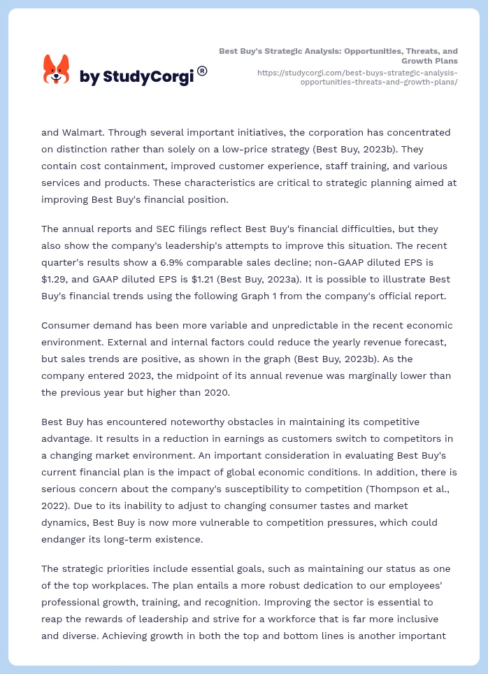 Best Buy's Strategic Analysis: Opportunities, Threats, and Growth Plans. Page 2